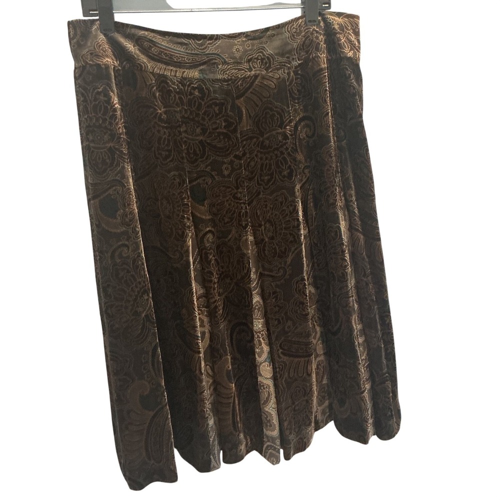 Vintage LOFT Womens Silk Blend Velvet Gored Skirt Brown Whimsigoth Grunge 12